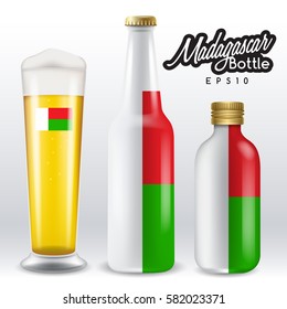 World flag wrapping on beer bottle : Madagascar : Vector Illustration