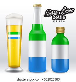 World flag wrapping on beer bottle : Sierra Leone : Vector Illustration