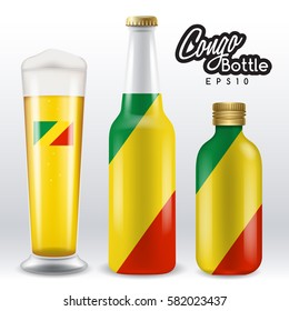 World flag wrapping on beer bottle : Congo : Vector Illustration