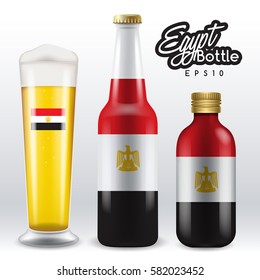 World flag wrapping on beer bottle : Egypt : Vector Illustration