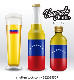 World flag wrapping on beer bottle : Venezuela : Vector Illustration