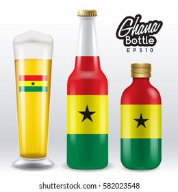 World flag wrapping on beer bottle : Ghana : Vector Illustration