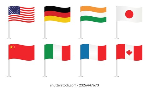 World flags 3d folded. Flag of countries. Flags of European countries. World flags. Vector illustration