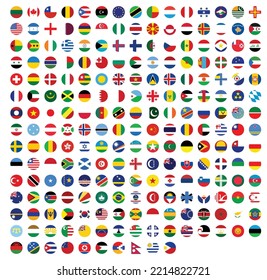 world flags or all country flag round sets of icons vector illustration