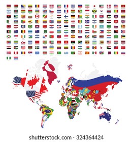 World Flags All Vector Color Official Isolated