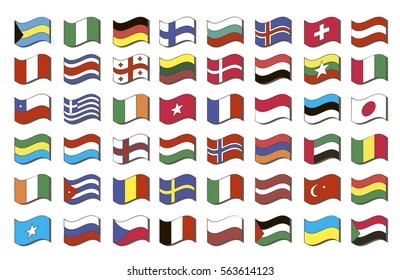 World flags all vector color official isolated. Vector illustration, EPS 10