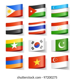 World Flags. Asia. Vector.