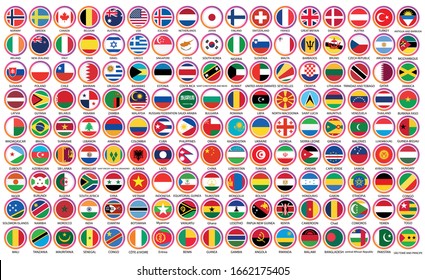 World Flags In A Circle. Round Icon For Social Networks. Ideal For Bloggers.