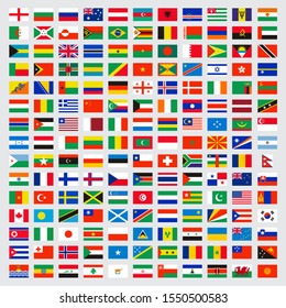 World flags collection. Laws name independent symbols map vector colored banners vector