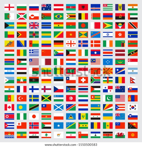 World flags collection. Laws name\
independent symbols map vector colored banners\
vector