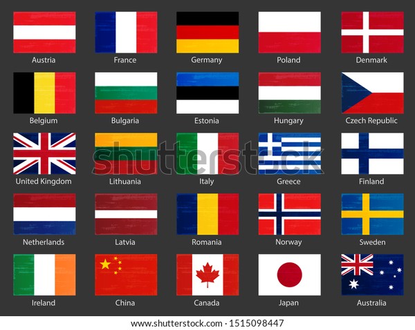 World Flags Collection Names National Official のベクター画像素材 ロイヤリティフリー