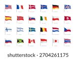 World Flags Collection Set — Realistic Vector National Flags of Different Countries