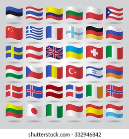 World flags collection. Vector illustration.