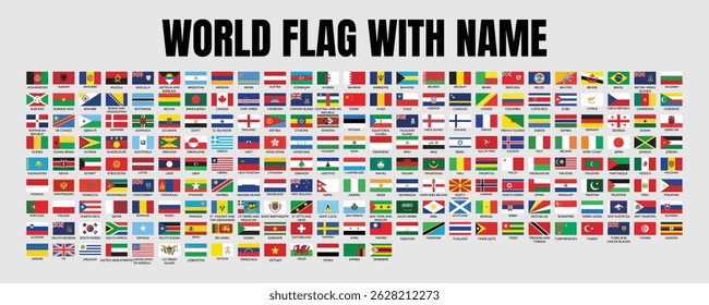 World Flags with Country Names - Complete Collection of National Flags Labeled with Names for Educational and Reference Use