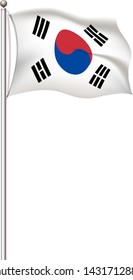 World flags. Country national flag post transparent background. South Korea. Vector illustration.