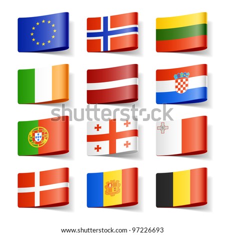 World flags. Europe. Vector.