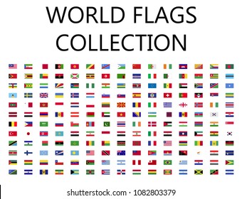 World flags flat icon collection