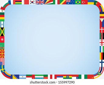 world flags frame with rounded corners vector illustration