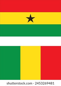 World Flags Hand Drawn Flags of Ghana and Mali