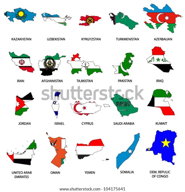 world flags map pack 6 stock vector royalty free 104175641
