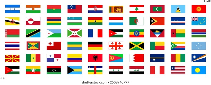 Bandeiras do mundo. Bandeiras nacionais. Pavilhões dos países