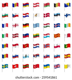 WORLD Flags on pole EUROPE Part 2/6 Vector 