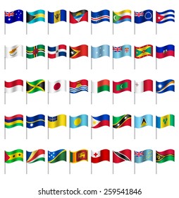 WORLD Flags on pole ISLANDS  Part 5/6 Vector 