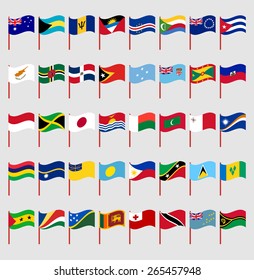 World flags on red pole Part 4/6 Islands