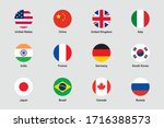 World Flags Round Flat Circle Icons Vector Set