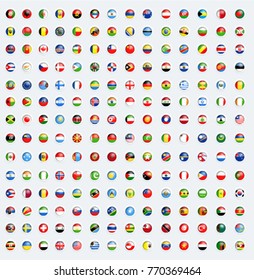 World flags rounded buttons. Vector object