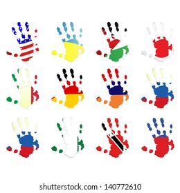 World flags set - hockey hand shape - vector illustration