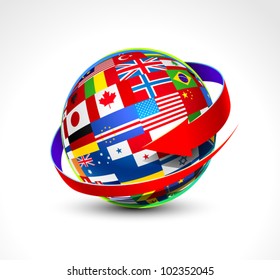 World flags sphere. Vector illustration