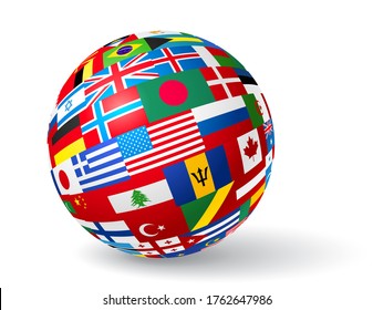 World flags sphere. Vector illustration