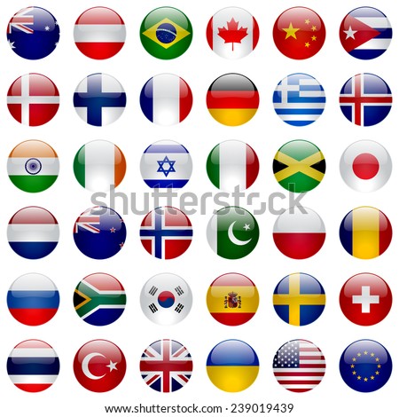 World Flags Vector Collection 36 High Stock Vector (Royalty Free