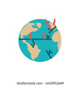 World and flames design, Climate change global warning environment nature pollution green and extreme danger theme Vector illustration
