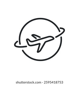 World flight thin line icons. Perfect pixel on transparent background