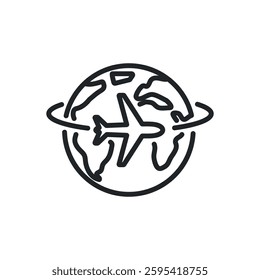 World flight thin line icons. Perfect pixel on transparent background
