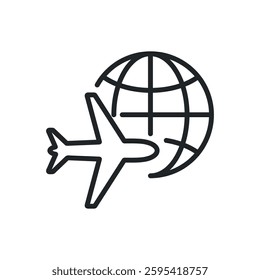 World flight thin line icons. Perfect pixel on transparent background