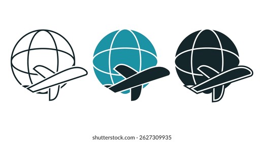 Ícone do rastreador de voo mundial. Vetor de ilustração