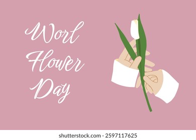 World flower day background with hand drawn flower