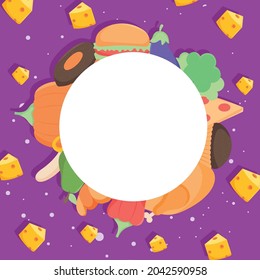 comida mundial alrededor de un marco circular