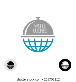 World Food Concept Logo. Earth Globe With Meal Cap At The Top.