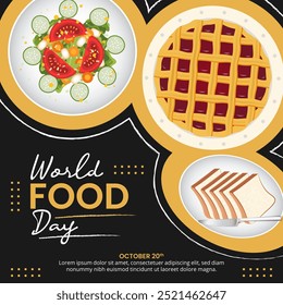 World Food Day background with delicious foods