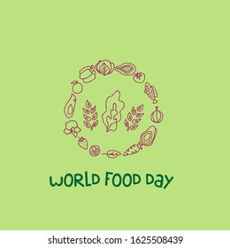 world food day background with doodle style illustration,vector in eps10