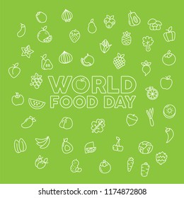 World food day background template design with fruits and vegetables icons vector eps 10