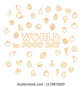 World food day background template design with fruits and vegetables icons vector eps 10