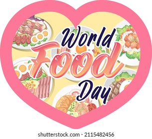 World food day banner in heart shape illustration