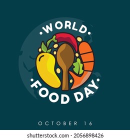 World Food Day Banner vector illustration various food, fruits, and vegetables. Vector illustration EPS.8 EPS.10