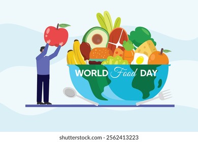 World Food Day concept. Colored flat vector illustration isolated.	