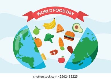 World Food Day concept. Colored flat vector illustration isolated.	